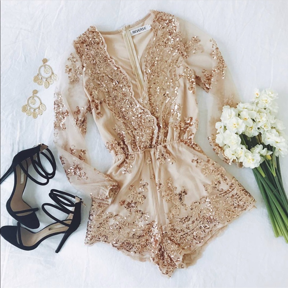 Gold Sparkly Sequenced Romper 💕